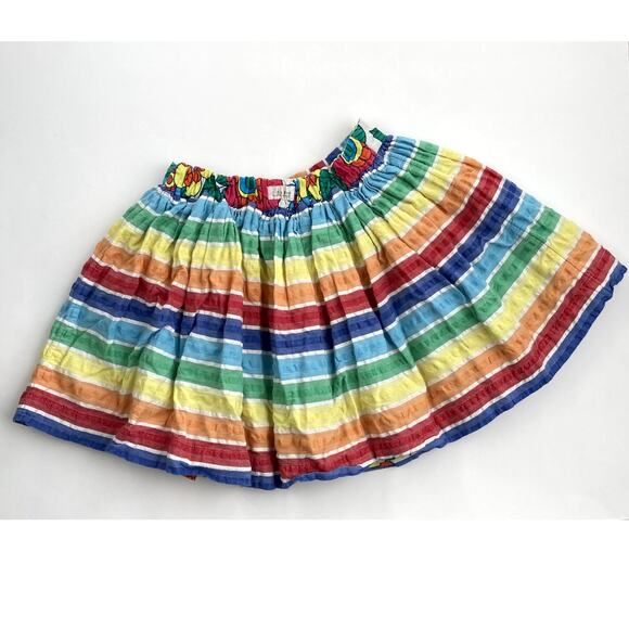 Little Bird Reversible Skirt - Retro Floral, Puckered Rainbow Stripe - 6-7 - Picture 7 of 8